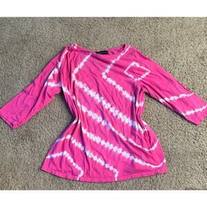 Size Large Tie Dye Pink 3/4 Sleeve INC Shirt